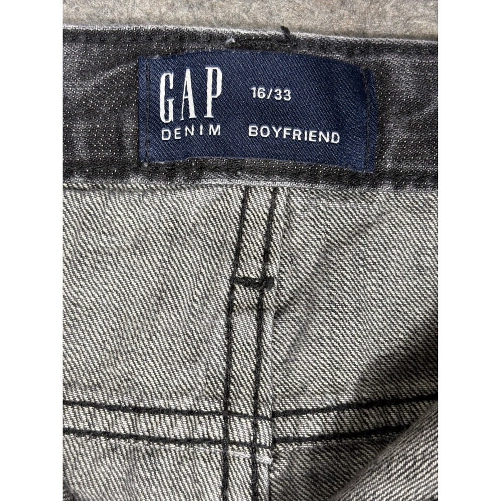 GAP Boyfriend Jeans Washed Black Raw Hem Denim Womens Size 16 - Picture 2 of 7